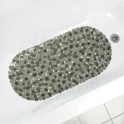 Mainstays 14" x 28" Non-Slip Mildew Resistant Scrubber PVC Bathtub Mat for Shower with Suction Cups and Drain Holes, Grey