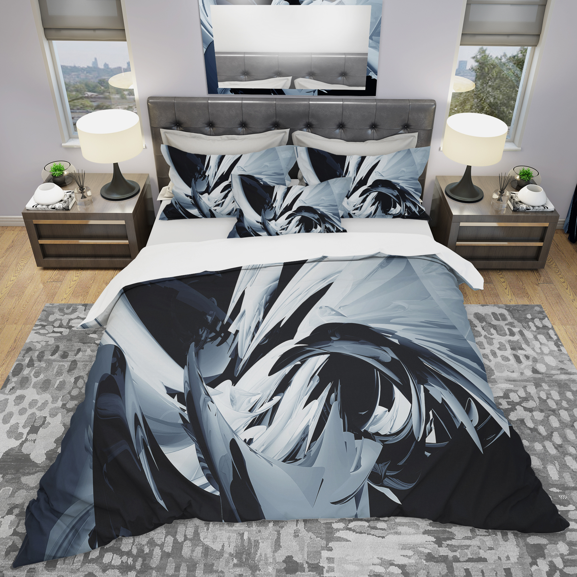 Designart 'Silver and Grey Mixer' Modern & Contemporary Duvet Cover Set