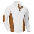 thumbnail image 4 of Corduroy Polo Shirts for Men Spring Fall Casual Long Sleeve Stand Collar Color Block Work Shirts, 4 of 4