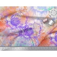thumbnail image 2 of Soimoi Orange Silk Fabric Flower Watercolor Print Sewing Fabric Yard 42 Inch Wide, 2 of 3