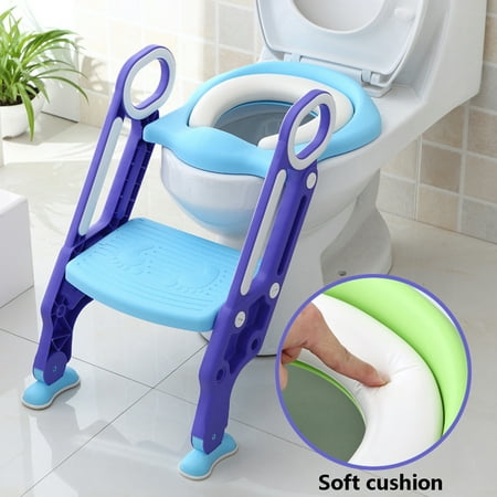 165 lb Adjustable Kids Training Potty Trainer Toilet Seat Safety Seat Chair Toddler With Ladder Step Up Stool Non-slip Folding
