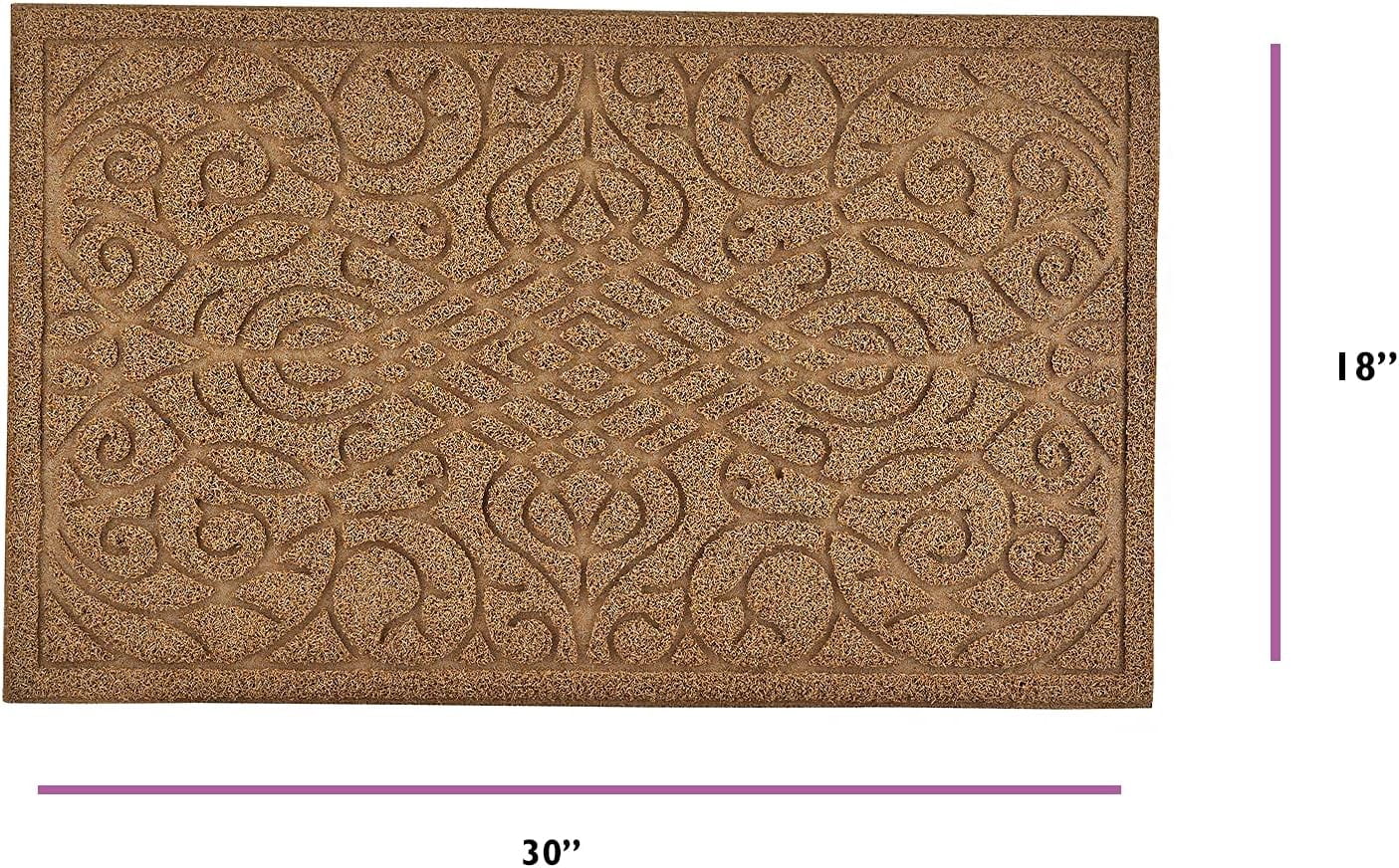 Front Door Mat, 2-Pack Rubber Mat, Indoor Outdoor Rug, Easy Clean Doormat, Welcome Mat, Entryway Rug, Non-Slip Mat, Patio, Garage, Waterproof, Mat, Low Profile,18x30, Natural, Victorian Gate