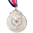 thumbnail image 1 of Medalla de ganador de 2 pulgadas con cinta para el cuello redonda para fiestas de competiciones (plateado), 1 of 4