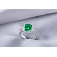 thumbnail image 4 of Classic Art Deco 2.25 Carat Green Emerald 6mm Princess Cut And Moissanite Diamond Halo Engagement Ring in 10k White Gold, 4 of 5
