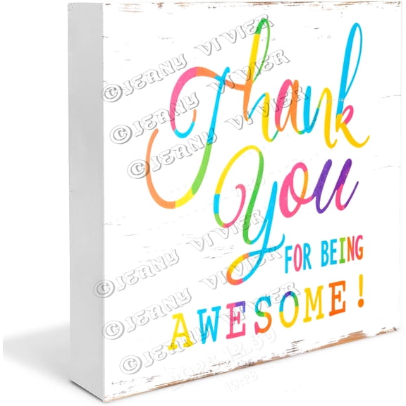 Thank You Gifts - Thank You for Being Awesome - Inspirational Birthday Keepsake Gifts for Friends Men Women, Coworker Leaving, Employee Appreciation Wooden Box Block Sign5"x5"