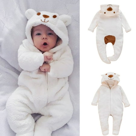 

Toddler Baby Boys Girls Plush Cute Bear Ears Winter Thick Jumpsuit Romper