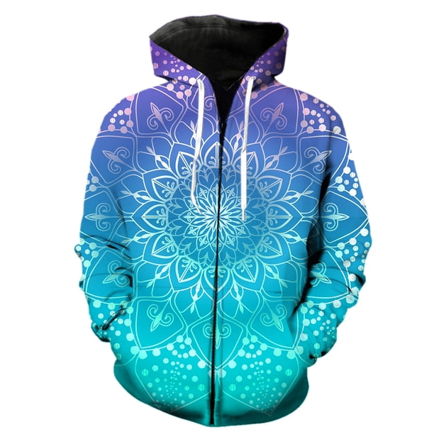 Sudadera con capucha y cremallera Mandala para hombre, estilo Harajuku de primavera, para adolescentes, con estampado 3D, ropa de calle unisex de gran tamaño, divertida, estilo hip hop, gran oferta in