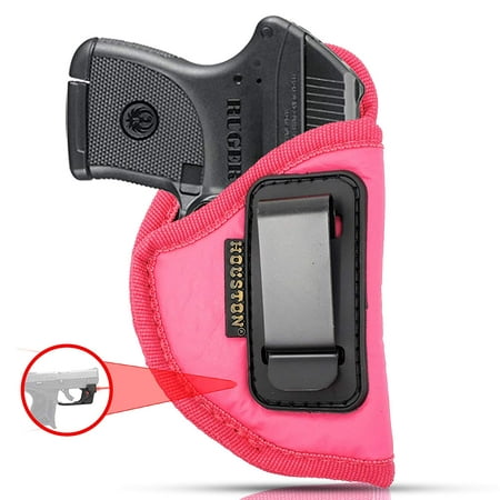 IWB Woman Pink Gun Holster - Houston - ECO Leather Concealed Carry Soft: Fits Any Small 380 with Laser, Keltec, Ruger LCP, Diamond Back, Small 25 & 22 Cal with Laser (Right)