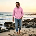 thumbnail image 2 of UDAUDU Hoodie for Men Casual Cotton Hooded Collar Drawstring Fall Winter Hoodies Pullover Sweatshirts Long Sleeve Shirts Pink XL, 2 of 9