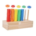 thumbnail image 3 of Juego circular de apilar anillos de madera para , ideal para el aprendizaje preescolar. Rompecabezas de clasificación de colores. Regalo, 3 of 9