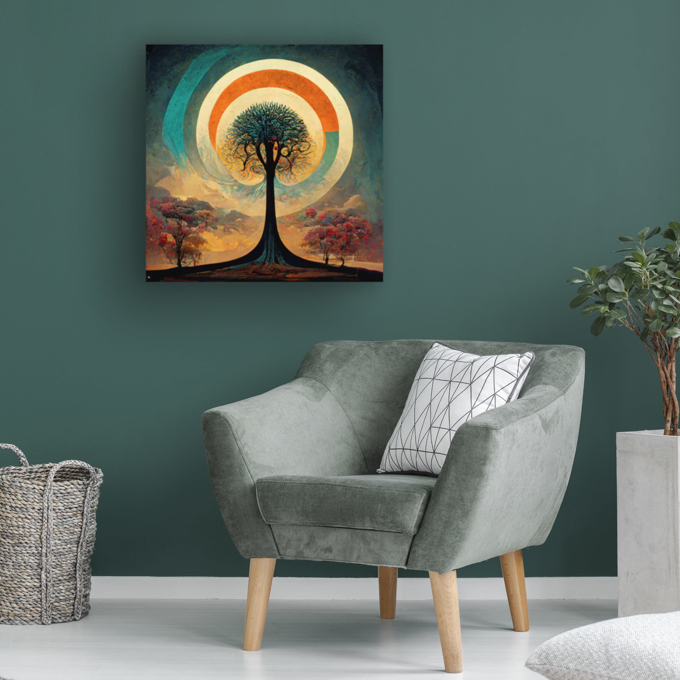 Canvas Wall Art - Ray Heere 'Tree Of Life 15' Wall Art for Living Room, Bedroom, or Office Décor by Trademark Fine Art - 14 x 14 Inches