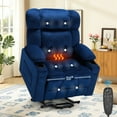 thumbnail image 2 of HSUNNS Oversized Power Lift Recliner Chair for Elderly, Big and Tall Adults, 26" Wide Seat with Massage and Heat, 2 Cup Holders and Side Pocket, Electric Reclining Chair for Living Room, Blue, 2 of 12