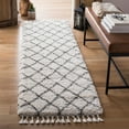 thumbnail image 4 of SAFAVIEH Moroccan Fringe Alastar Geometric Shag Area Rug, Ivory/Grey, 4' x 6', 4 of 5