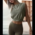 thumbnail image 4 of Camiseta Deportiva Corta para Mujer, , Sin Mangas, para Yoga, Correr, Gimnasio, Algodón, Verde , Talla XL, 4 of 7