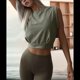 thumbnail image 4 of Camiseta Deportiva Corta para Mujer, , Sin Mangas, para Yoga, Correr, Gimnasio, Algodón, Verde , Talla XL, 4 of 7