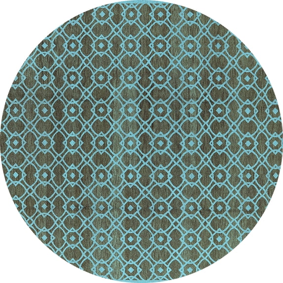 Ahgly Company Indoor Round Oriental Light Blue Industrial Area Rugs, 6' Round