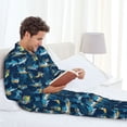 thumbnail image 6 of Balery Cartoon Surfer Sharks Pattern Pajama Sets for Men Long Sleeve 2 Piece Sleepwear Loungewear Sets Soft PJ's with Pockets Long Sleeve Comfy Pj Sets-Large, 6 of 7