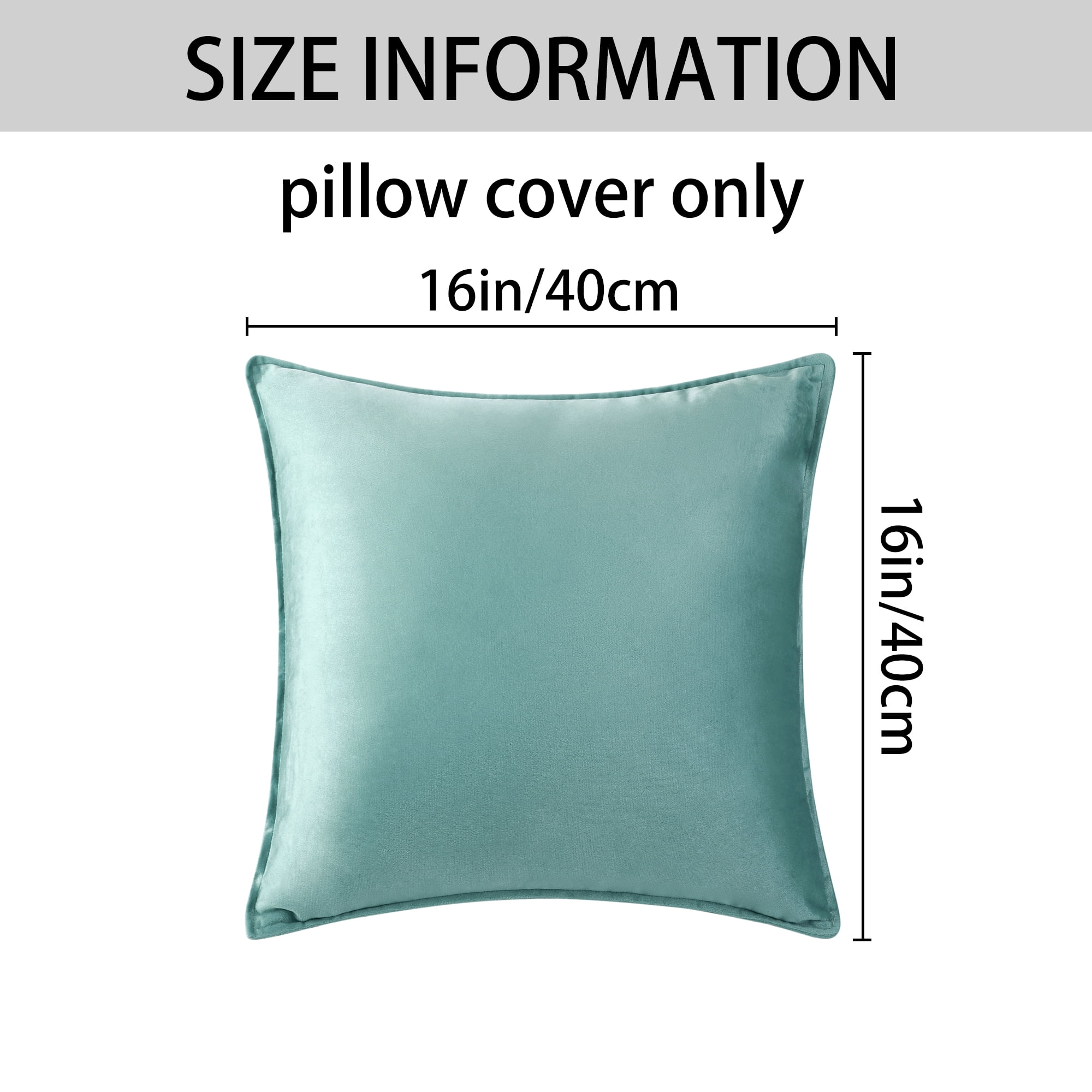 Unique Bargains Velvet Solid Throw Pillow Covers Decorative Cushion Covers (2 Count) Light Blue 16" x 16"
