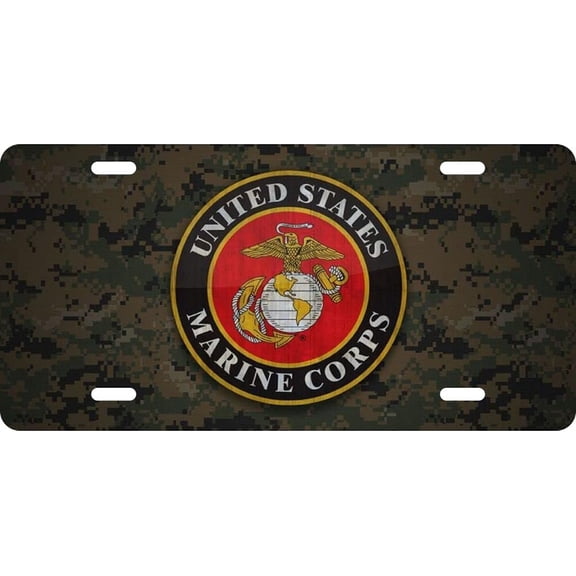 US Marine Corps USMC Crest Camoflauge License Plate