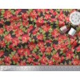 thumbnail image 2 of Soimoi polyester Crepe Fabric Holly Leaves & Floral Print Fabric by Yard 52 Inch Wide, 2 of 3