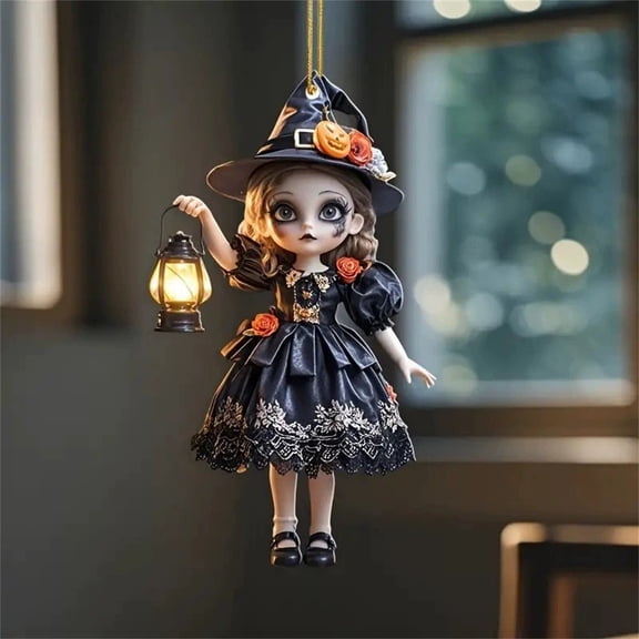 DLMCUH Halloween Small Witch Decor,Acrylic Decorative Pendant for Car, Home and Party Display