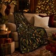 thumbnail image 3 of Black Woodland Wildlife Flannel Blanket for Forest Animal Art Fans, Living Room and Reading Nook Home Decor Birthday Gift with Soft Vintage Raccoon Owl Autumn Leaf Motif, 3 of 9