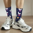 thumbnail image 4 of Uemuo Lama in Space Pattern Women's Crew Socks, Soft Durable Breathable Moisture-Wicking with Odor Control Cotton socks, 4 of 9