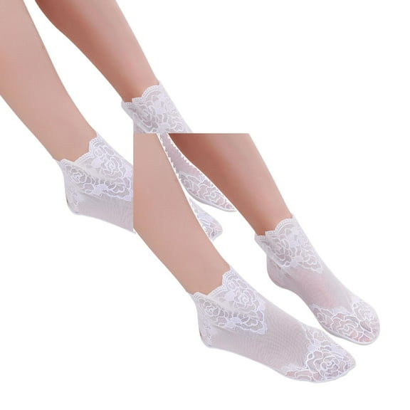LUOGENLI Socks Womens Size 9-11 Crew Women Solid Rose Pattern Lace Mesh Socks Hollow Ruffle Non Socks Toe Socks *2Pcs Socks for Men 9-12 Socks for Girls 10-12 Years