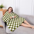 thumbnail image 5 of Oversized Wearable Blanket Hoodie,Olive Green and White Checkerboard Pattern Sherpa Blanket Hoodie with Super Pockets,Super Warm Fuzzy Pullover for Women & Men, 5 of 6