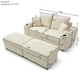 thumbnail image 6 of Corduroy Modular Sofa Set with Storage Ottomans & Cup Holders - Space-Saving Sectional for Small Living Rooms, Bedrooms, and Home Offices, Cream, 6 of 6