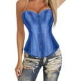 thumbnail image 2 of SNOWSONG Women's Bustier Corset Top Plus Size Satin Waist Cincher Overbust Bustiers 1PC Top Dark Blue 4XL, 2 of 8