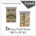 thumbnail image 3 of Ambesonne Baseball Fitted Sheet Set 2 Pack All-Round Elastic, Autumn Farmhouse Leaves, King Size, Laurel Green Cinnamon, 3 of 3