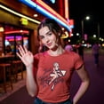 thumbnail image 4 of Womens Just Here to Bang T Shirt Funny Firework pin up Model USA Graphic Tee Womens Graphic Tees, 4 of 7