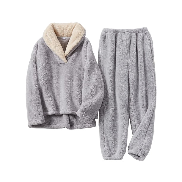 Conjuntos de pijamas para mujer, pijamas de mujer para estar en casa, cómodos, cálidos y suaves, conjuntos de ropa de dormir para mujer, pijamas suaves de vellón esponjoso para mujer, talla L, A