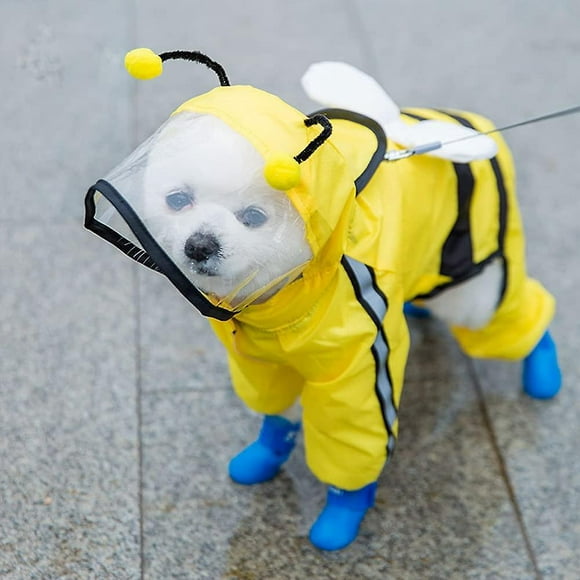 Dww-pet Raincoat, Dog Rain Jacket With Reflective Strips, Breathable Hooded Dog Rain Poncho, Dog Rain Poncho, For Puppy (bee, Xl)