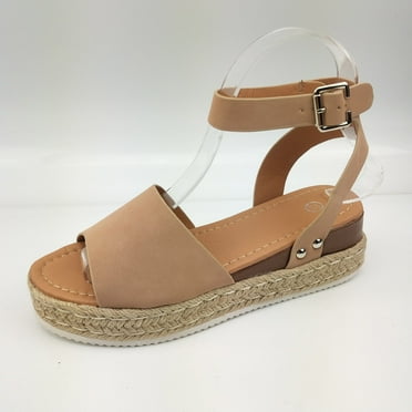 LoyisViDion Clearance Sandals for Women Woman Summer Sandals Open Toe Casual Platform Wedge Shoes Casual Canvas Shoes Flash Picks Khaki 7.5