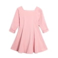 thumbnail image 3 of Wilark Toddler Girls Dress Knitting Cotton Casual Square Neck Long Sleeve Fall A Line Dress Pink 5, 3 of 7