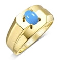 thumbnail image 2 of RYLOS Men's Rings 14K Yellow Gold Ring Classic Solitaire 7X5MM Oval Shape Gemstone Designer Band Turquoise December Birthstone Rings For Men Size 13, 2 of 5