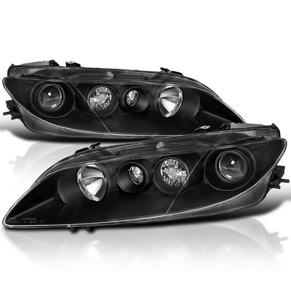 Spec-D Tuning Black Projector Headlights Compatible with 2003-2005 Mazda 6, Left   Right Pair Headlamps Assembly