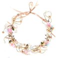thumbnail image 1 of Artfen Guirnalda de Flores Nupcial Hecha a Mano Diadema con Lazo Corona para Dama de Honor para niños Corona para el Cabello Halo Cinta Ajustable Festivales de Boda Fiesta Cosplay, 1 of 5