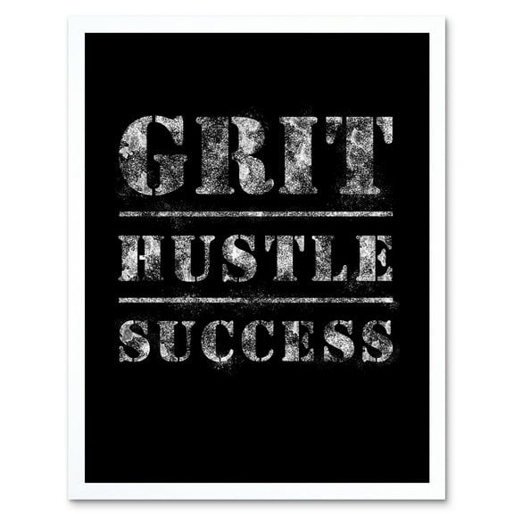Gym Inspiration Grit Hustle Respect Exercise Workout Motivational Decor Art Print Framed Poster Wall Decor 12x16 inch