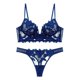 thumbnail image 1 of Ropa interior de encaje bordado con escote en V profundo sexy europeo y americano para mujer, sujetador de traje con fruncido pequeño y pecho grande ultrafino, 1 of 5