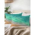 thumbnail image 3 of 1 Pack Outdoor Throw Pillow, Teal Ombre Coastal Waterproof Pillow with Insert Included, Summer Nautical Beach Ocean Seaside Decorative Accent Cushion Lumbar Pillows for Patio Porch, 12 x 20 In, 3 of 8