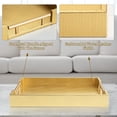 thumbnail image 3 of MODE HOME Set of 2 Woven Leather Ottoman Trays - Rectangular Decorative Trays with Gold Handles - Luxury Coffee Table & Serving Trays for Home Decor (Gold), 3 of 3