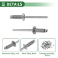 thumbnail image 4 of Dome Head Large Flange Blind Rivets 5mm Grip Diameter 12mm Grip Length 9.35mm Flange Diameter Stainless Steel Silver Tone 50 Pcs, 4 of 7