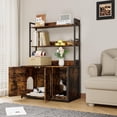 thumbnail image 1 of Historyli Caja de arena para gatos de 132 cm, mueble oculto con puertas y estantes, estante de almacenamiento de 3 niveles, color marrón, 1 of 7