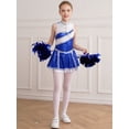 thumbnail image 3 of YiZYiF Girls Shiny Sequins Cheer Leader Uniform Outfit Juniors Sleeveless Zip-Up Cheerleading Dance Dress Royal Blue-A 8, 3 of 7