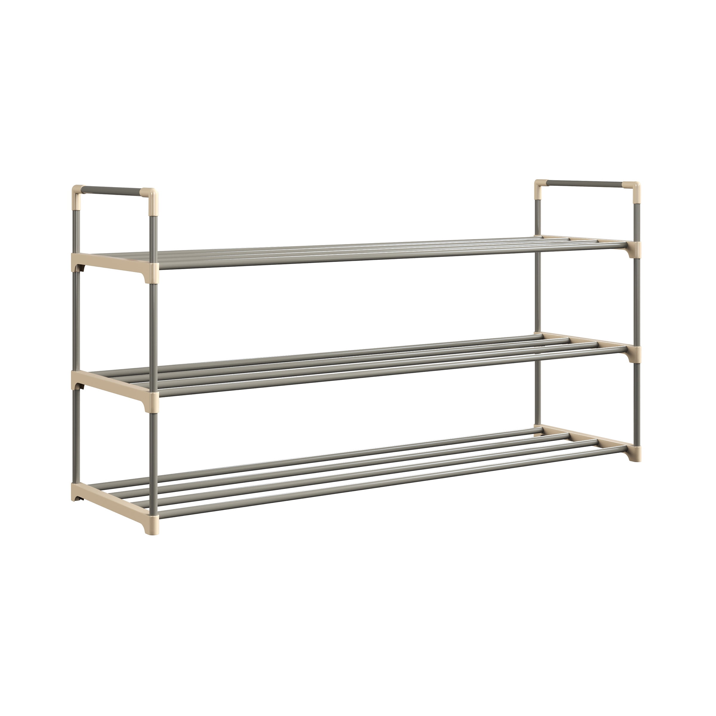 Somerset Home 3-Tier Stackable Shoe Rack Organizer - 40.9"x21.2" Shoe Shelf Organizer for 15 Pairs Sneakers, Heels, Boots (Gray)