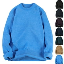 Autumn Winter Warm Sweaters for Men Solid Color Round Neck Long Sleeve Shirt Sweaters Fleece-Lined Thermal Top Cozy Mens Sweater for Winter M-XXXL Plus Size Available