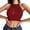a-Red14935, variant on Womens Solid Color Halter Neck Sleeveless Crop Top Ribbed Knit Mesh Panel Plunging Neckline Slim Fit Top For Summer Beach Casual Wear Red M